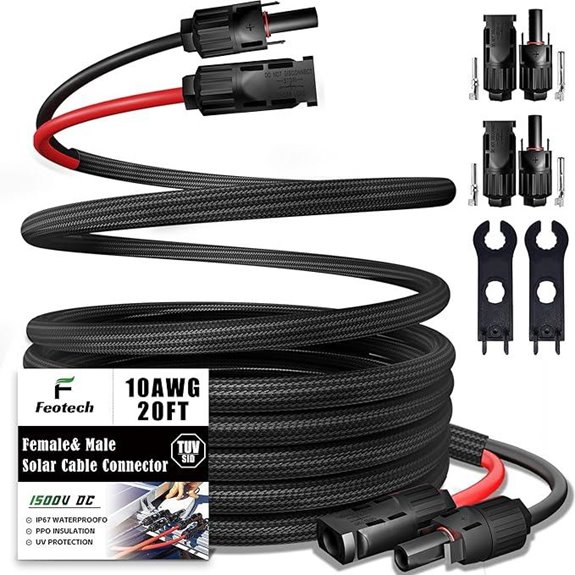 20ft Solar Extension Cable with Connectors and Adapter Kit