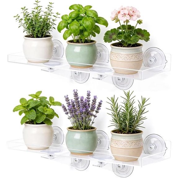 2 Pack Acrylic Window Plant Shelves with Support Brackets