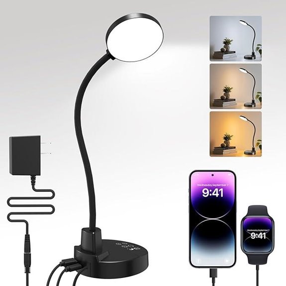 15W Dimmable Desk Lamp with USB Charging