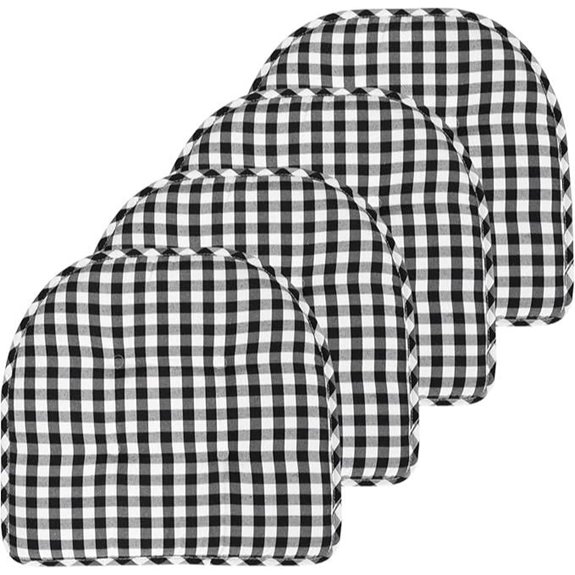 Sweet Home Checkered Memory Foam Chair Cushions (4 Pack)