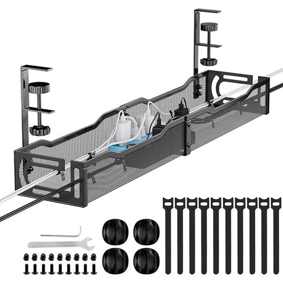 Metal Under Desk Cable Organizer with Clamp