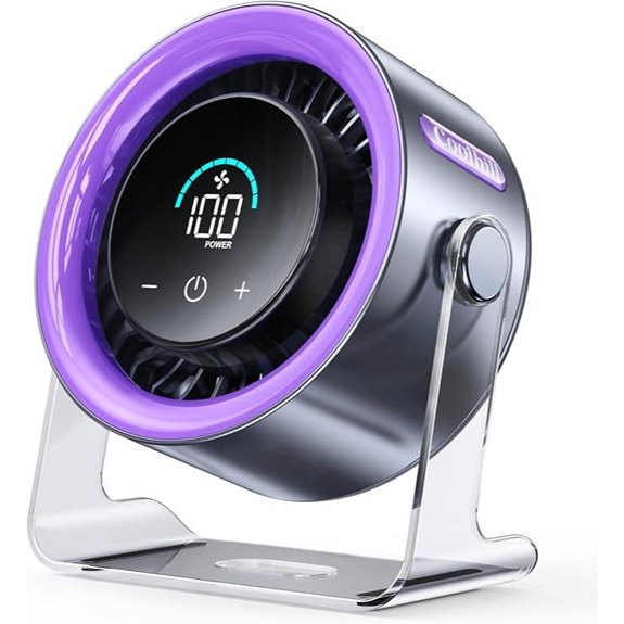 USB Desk Fan with Digital Display and 100 Speeds