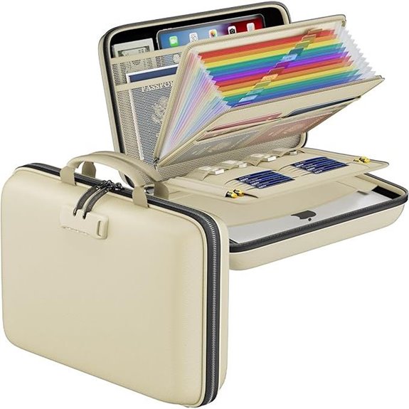 Fireproof Document Organizer with Lock and Pockets