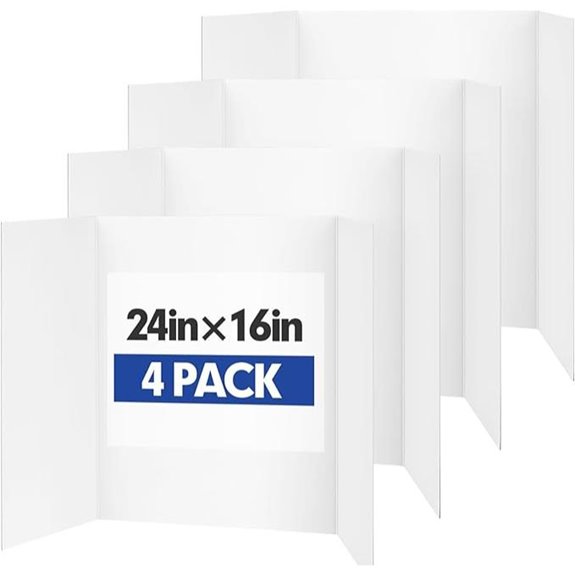Trifold Poster Boards 4 Pack 24x16 White