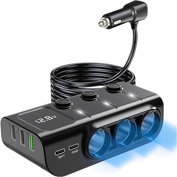 LIHAN 120W Car Splitter with 8 Outlet USB Charger