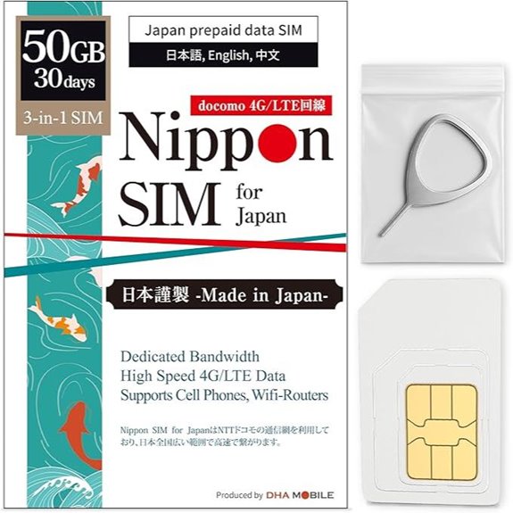 Japan 50GB 4G LTE Data SIM Card No Roaming