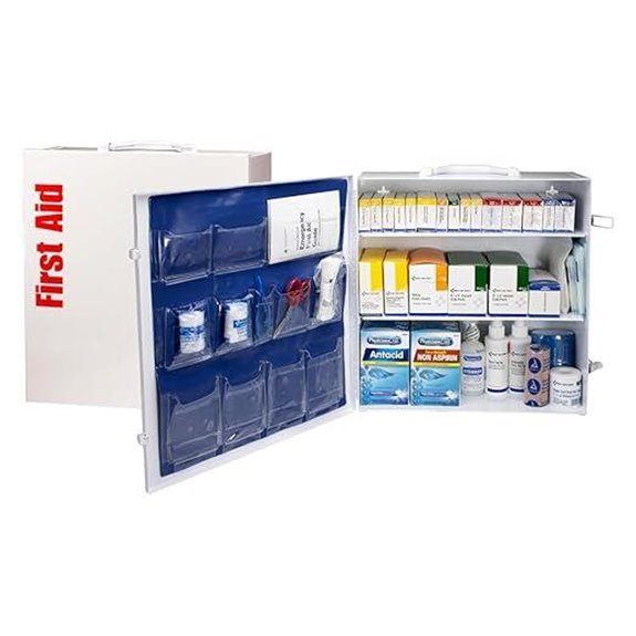 First Aid Kit for 100-150 People in Metal Cabinet