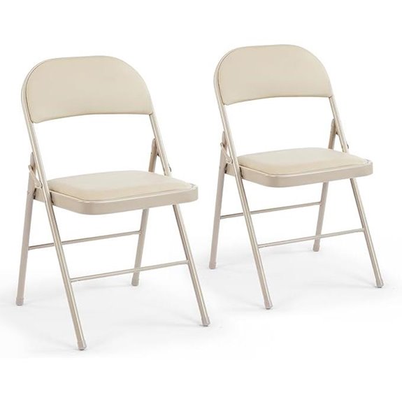 DUMOS Leather Folding Chairs 2 Pack Portable & Stackable