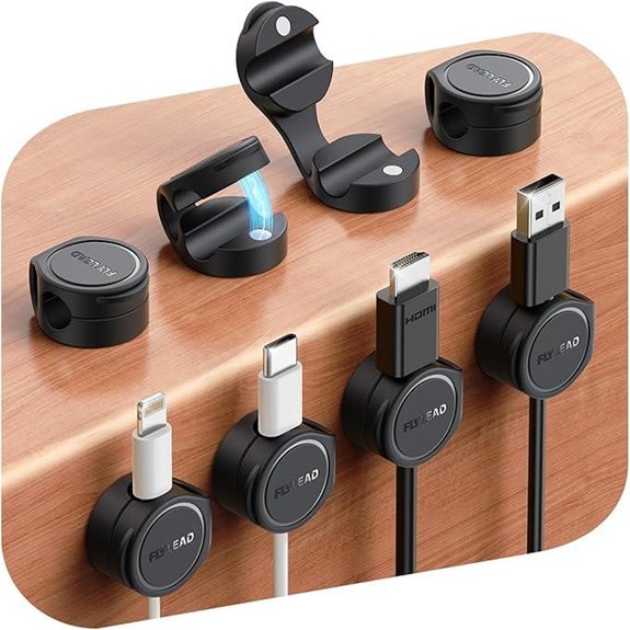 8-Pack Silicone Magnetic Cable Clips for Desk Organization