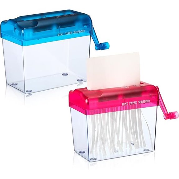 2 Pcs Mini Hand Paper Shredder with Basket