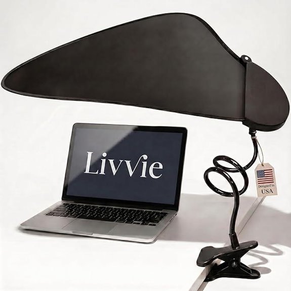 Livvie Desk Shade – Clip-On Laptop Shade for Working Outside and Cubicles