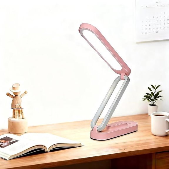 Rechargeable Pink LED Desk Lamp with Adjustable Brightness