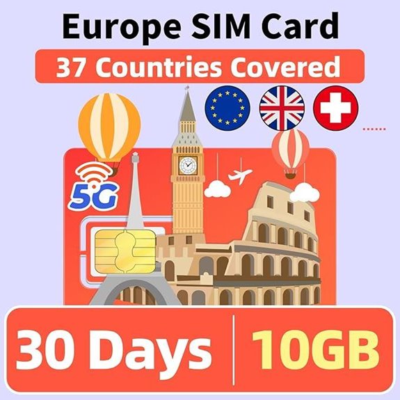 Europe Prepaid SIM Card with 10GB Data and Hotspot