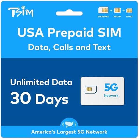 TSIM USA Prepaid SIM Card for Travel Unlimited Data