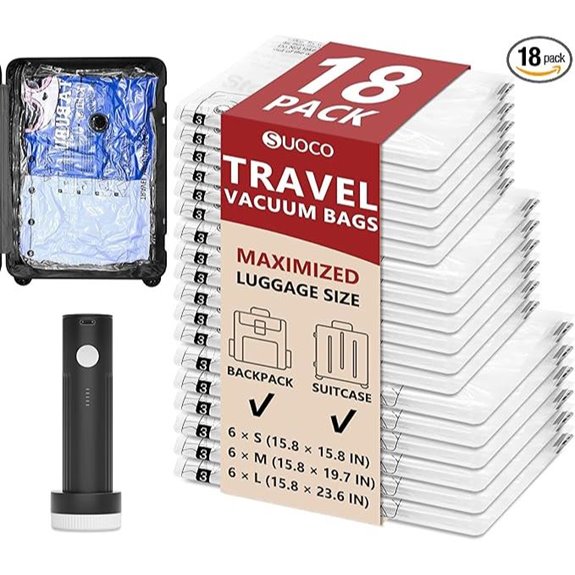Travel Vacuum Bags with Rechargeable Pump (18-pack)