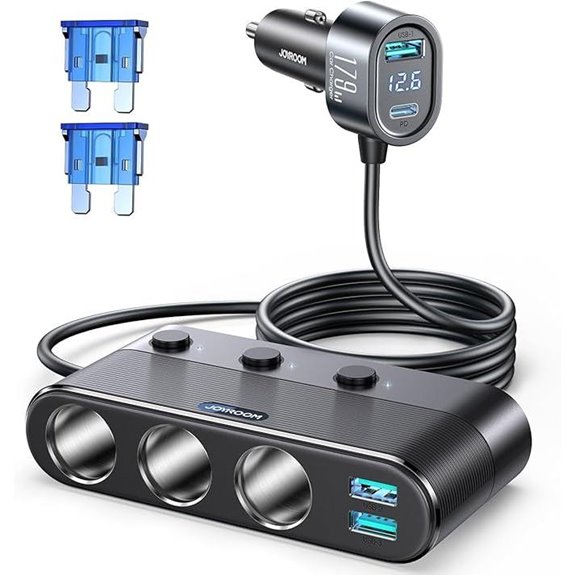 179W 7-in-1 Car Cigarette Lighter Splitter
