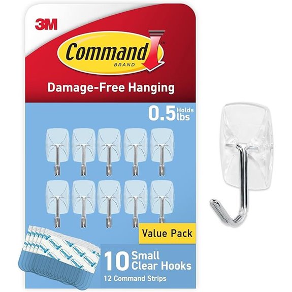 Command Small Clear Wire Hooks Pack (10)