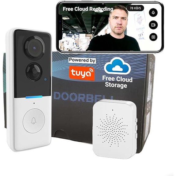 Wireless Doorbell Camera with AI Detection & Night Vision