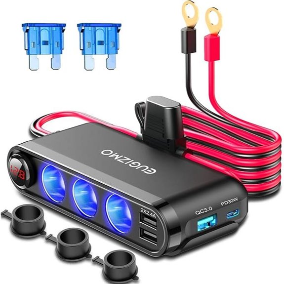 EUGIZMO 3-Socket Car Power Splitter with LED Display
