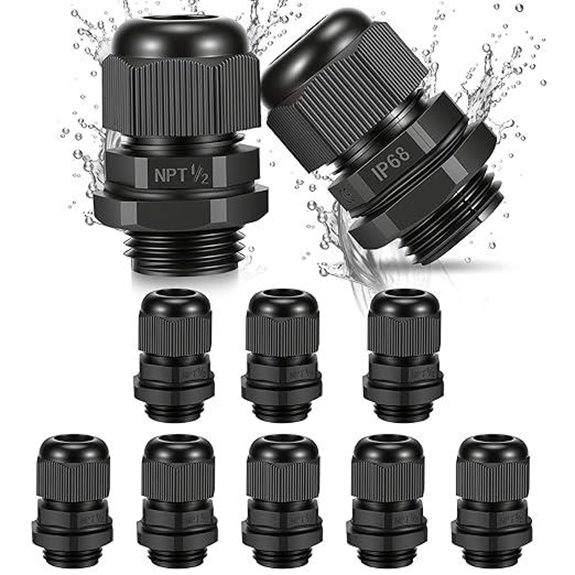 10PCS Waterproof NPT Cable Glands for 6-12mm Cables