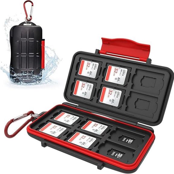 Kiorafoto Water-Resistant SD Card Holder with Carabiner